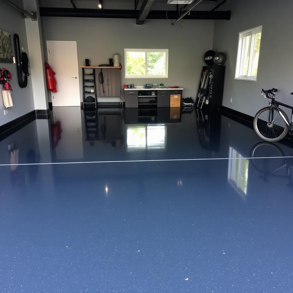 Clean finished epoxy garage floor